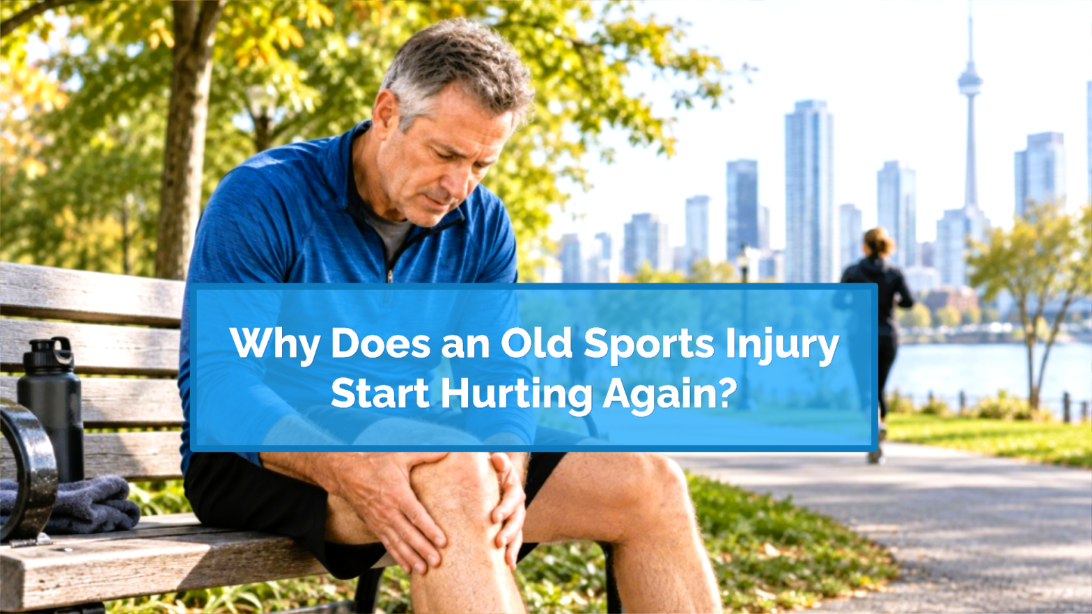 Active older adult with knee pain that may be related to an old sports injury.
